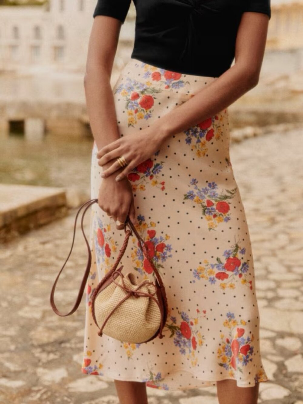 NWOT Sezane Sandy Skirt in Poppy - Floral Midi Skirt - Picture 2 of 6